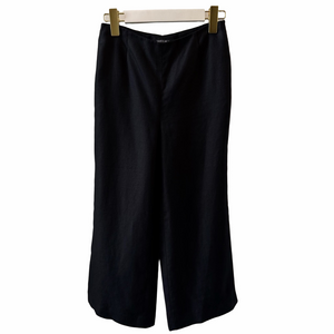 Lafayette 148 Linen Cropped Wide Leg Black Pants Size 0